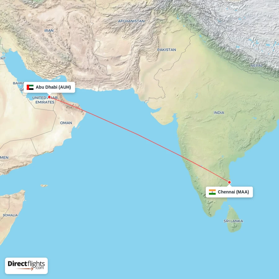 MAA - AUH route map