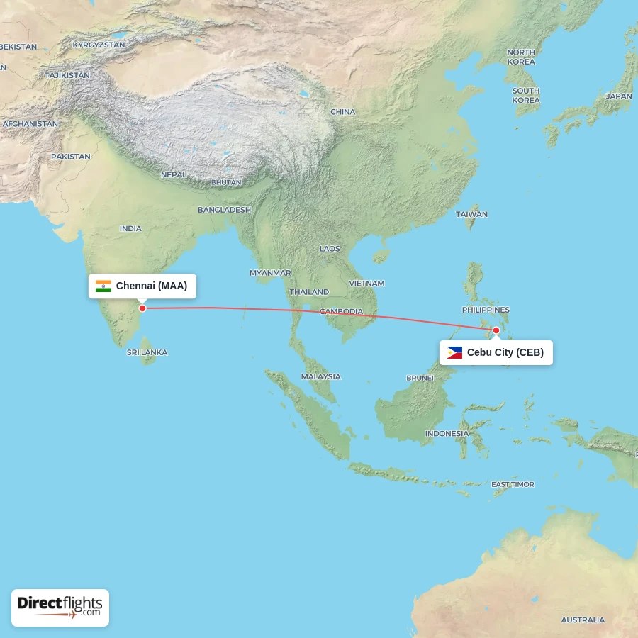 MAA - CEB route map