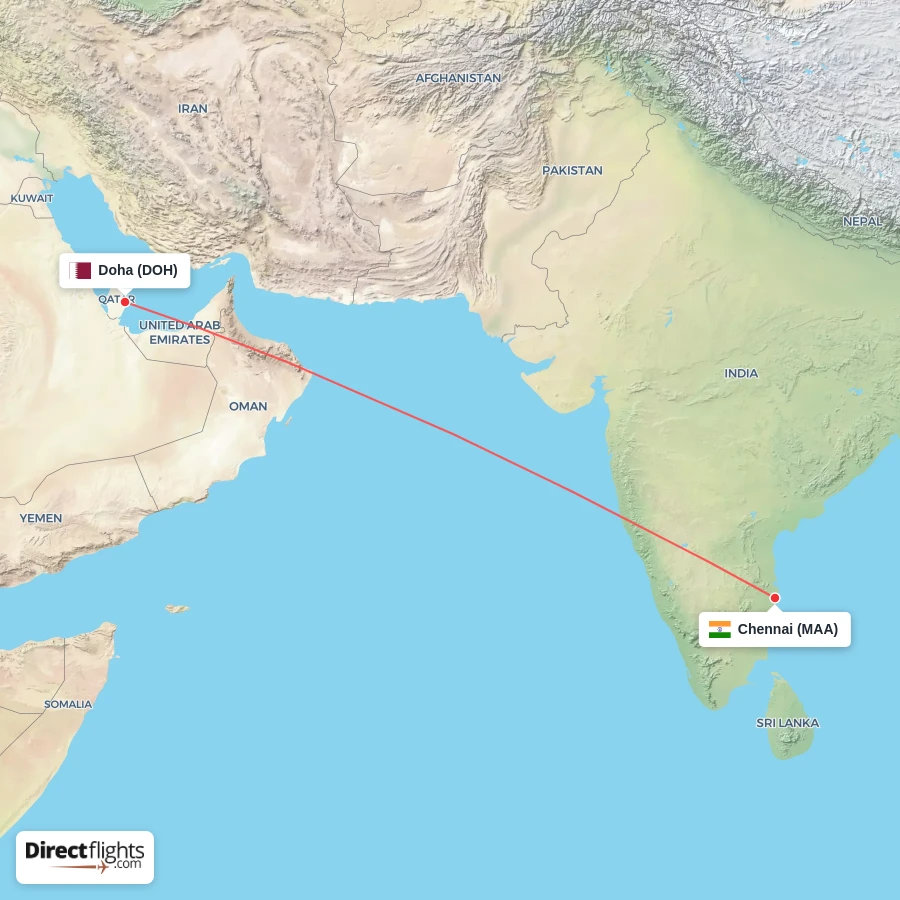MAA - DOH route map