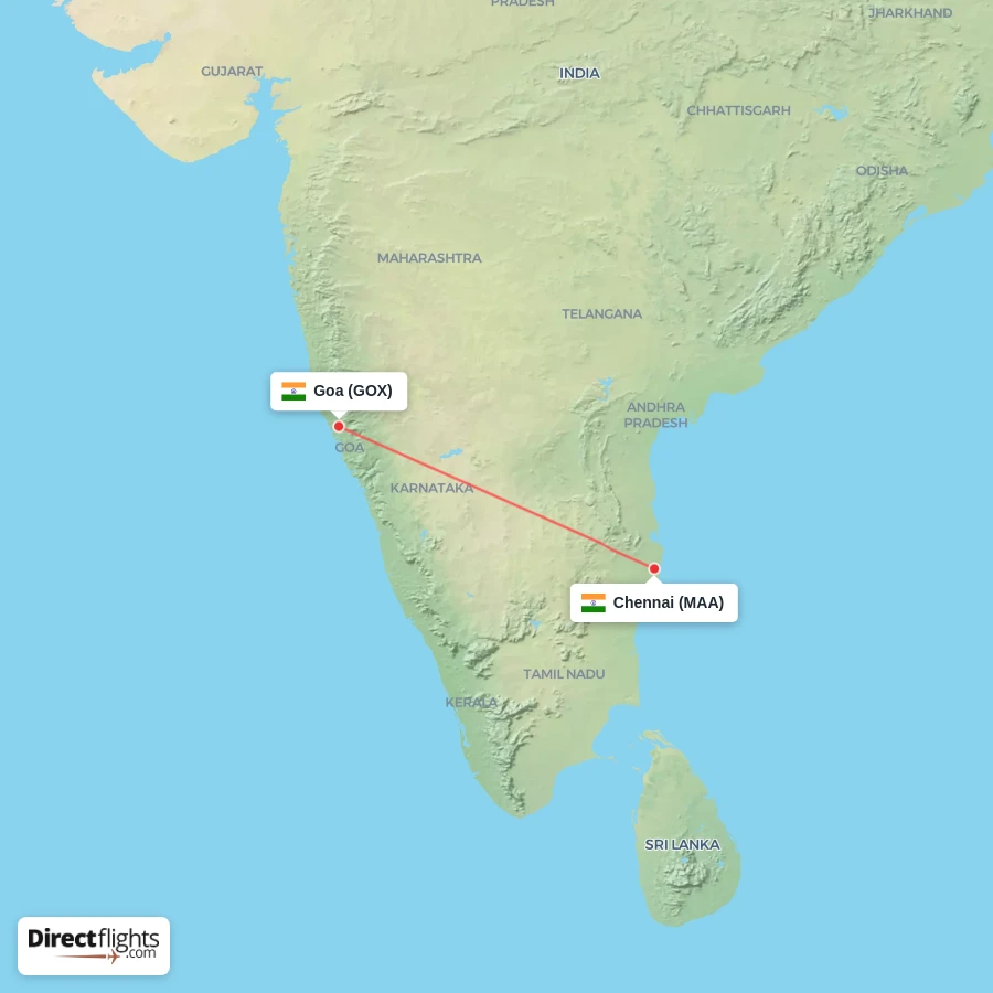 MAA - GOX route map