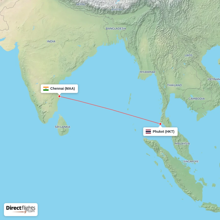 MAA - HKT route map