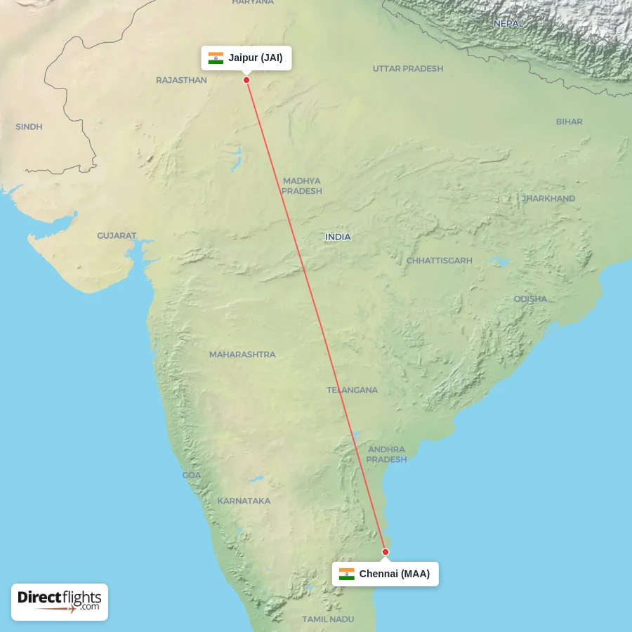 MAA - JAI route map