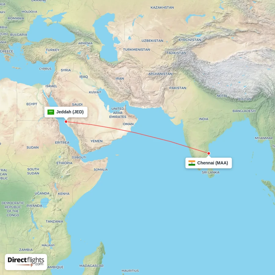 MAA - JED route map
