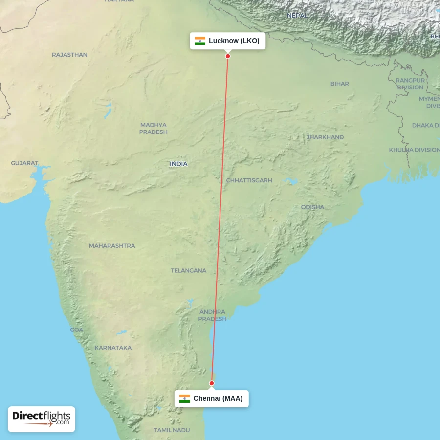 MAA - LKO route map