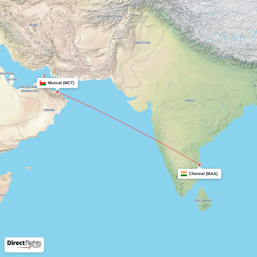 MAA - MCT route map
