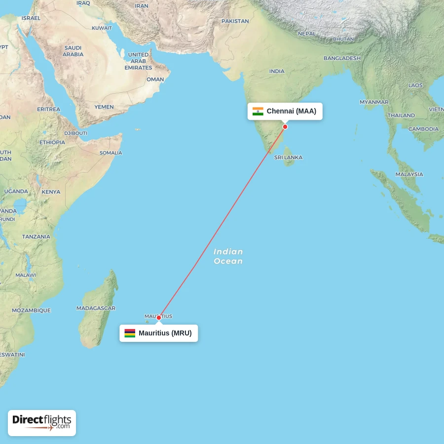 MAA - MRU route map
