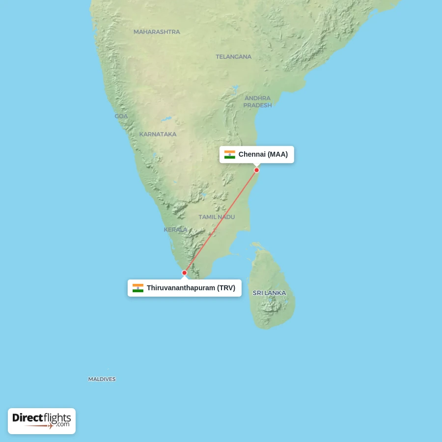 MAA - TRV route map