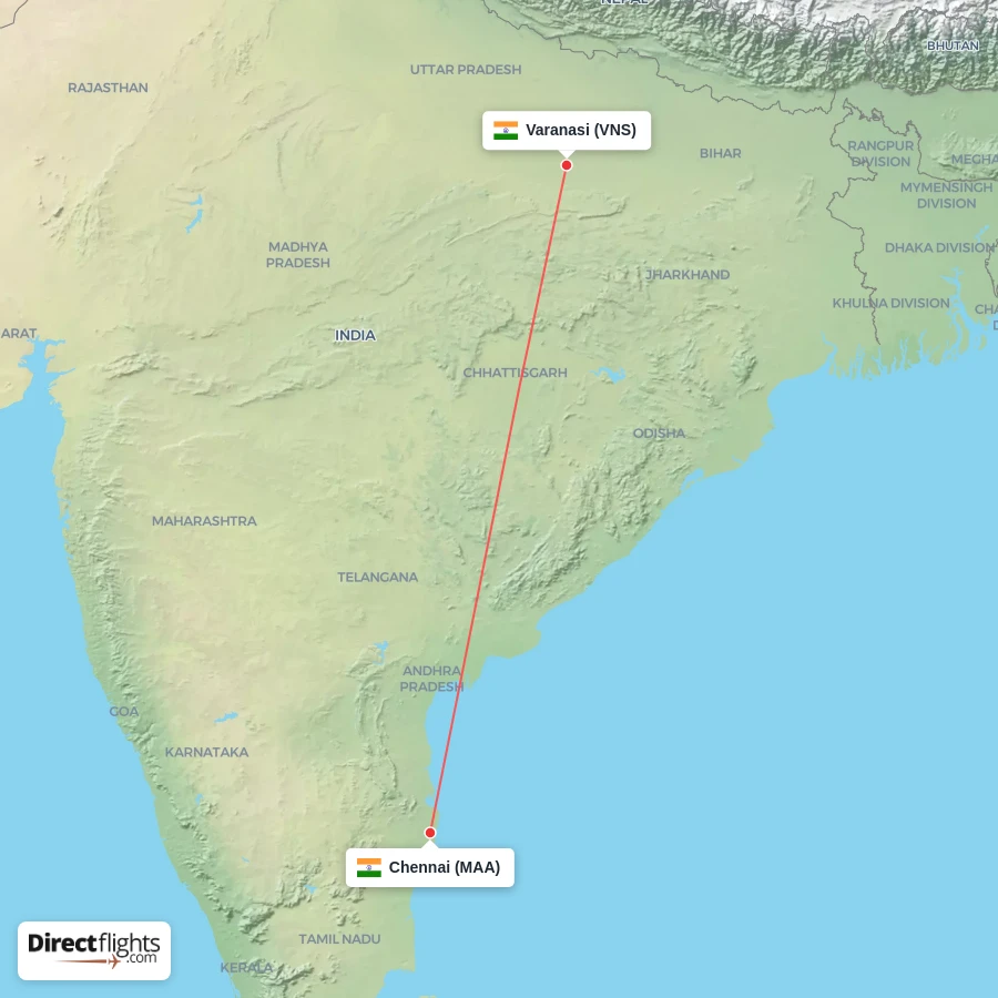 MAA - VNS route map