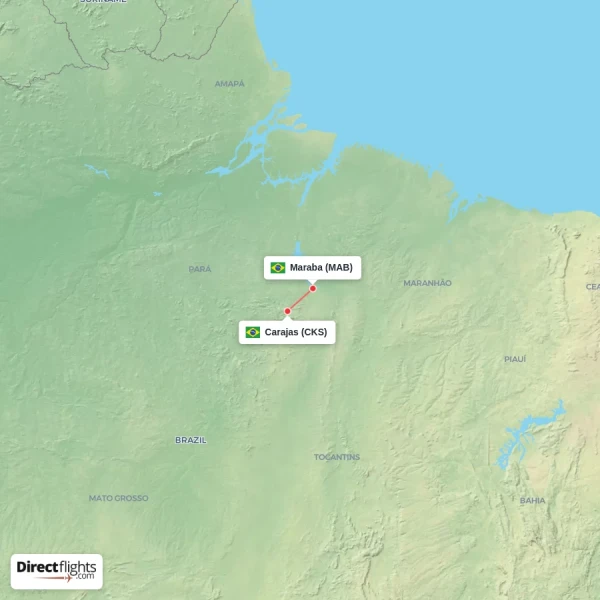Maraba - Carajas direct flight map