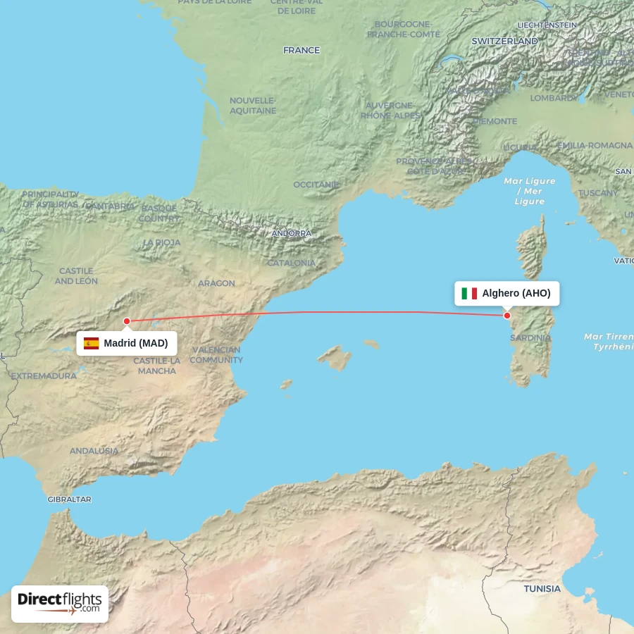 MAD - AHO route map