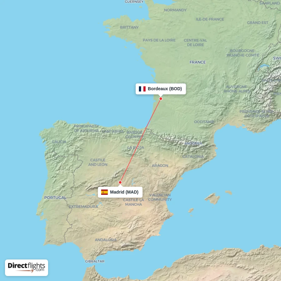 MAD - BOD route map