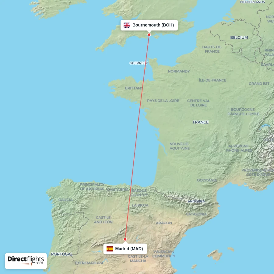 MAD - BOH route map