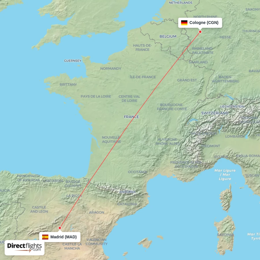 MAD - CGN route map