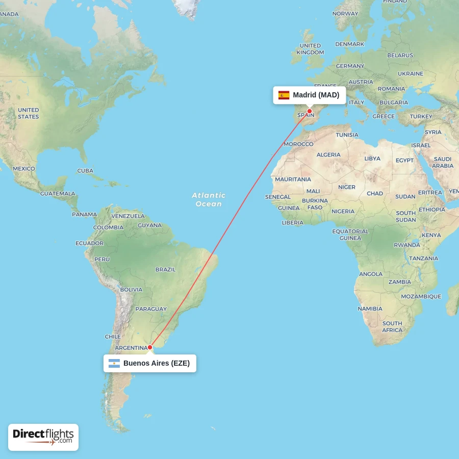MAD - EZE route map