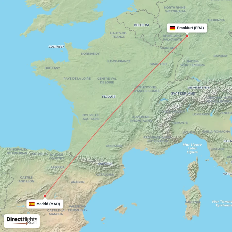 MAD - FRA route map