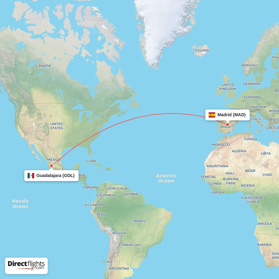 MAD - GDL route map