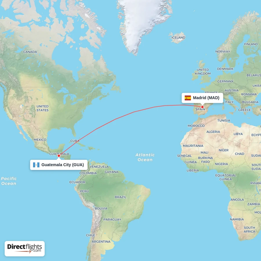 MAD - GUA route map
