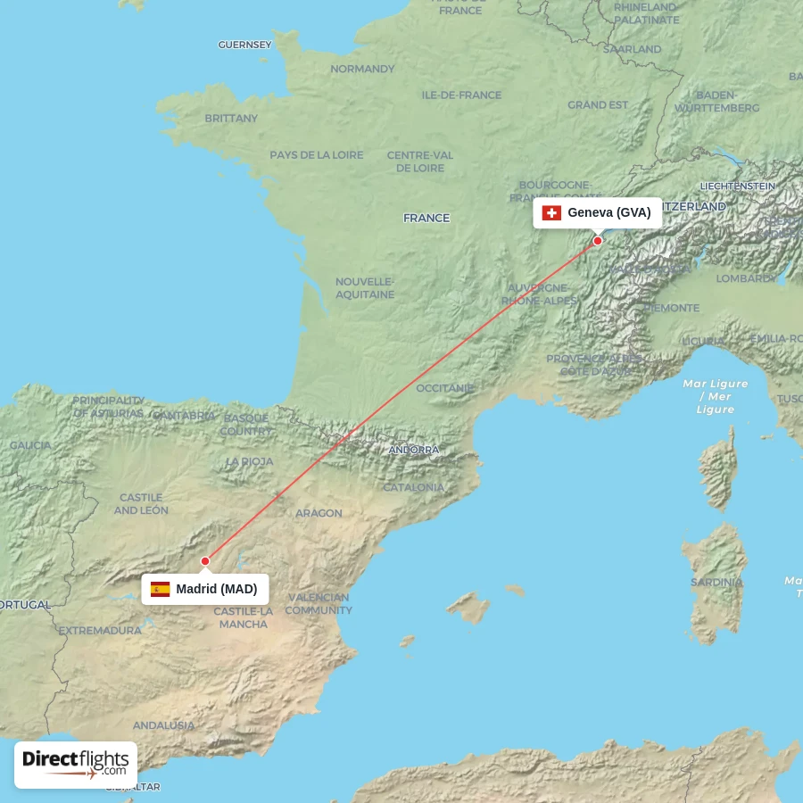 MAD - GVA route map