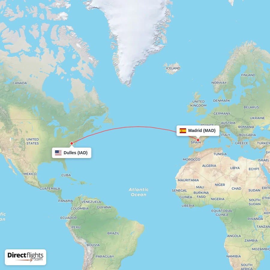 MAD - IAD route map