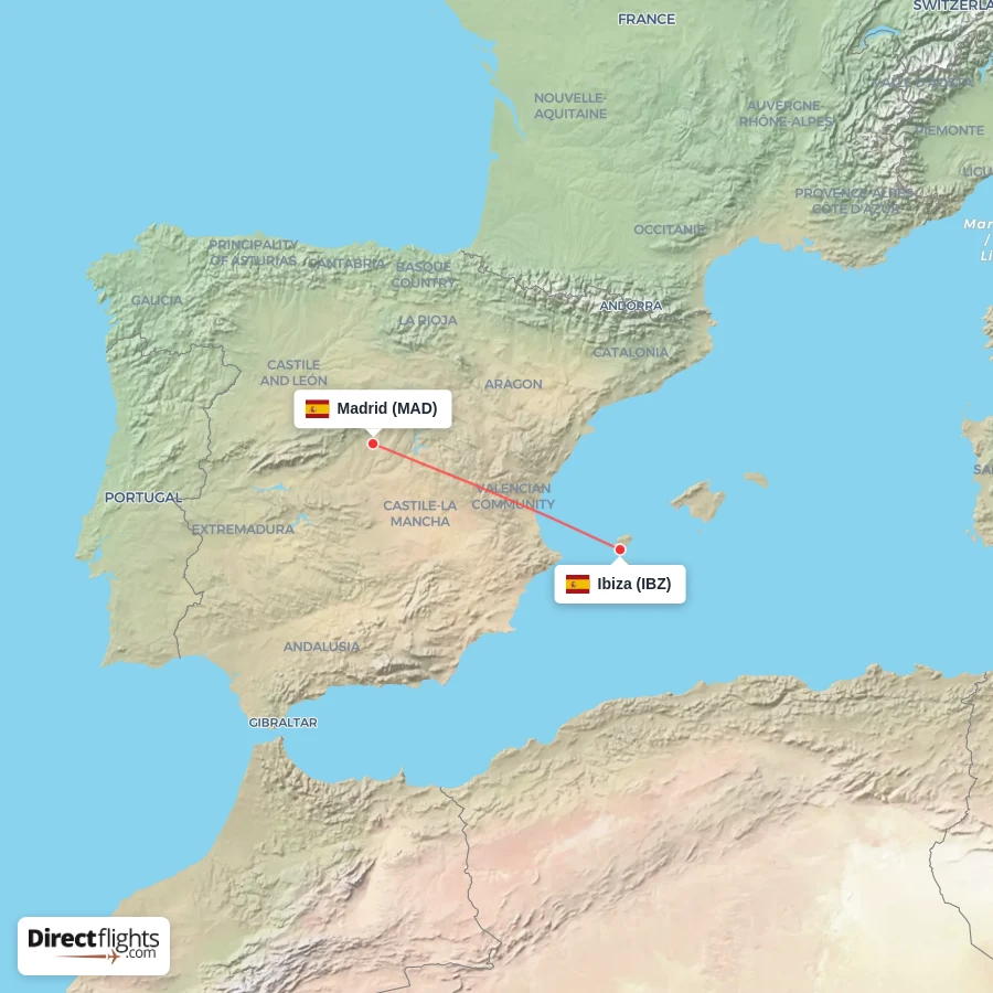 MAD - IBZ route map