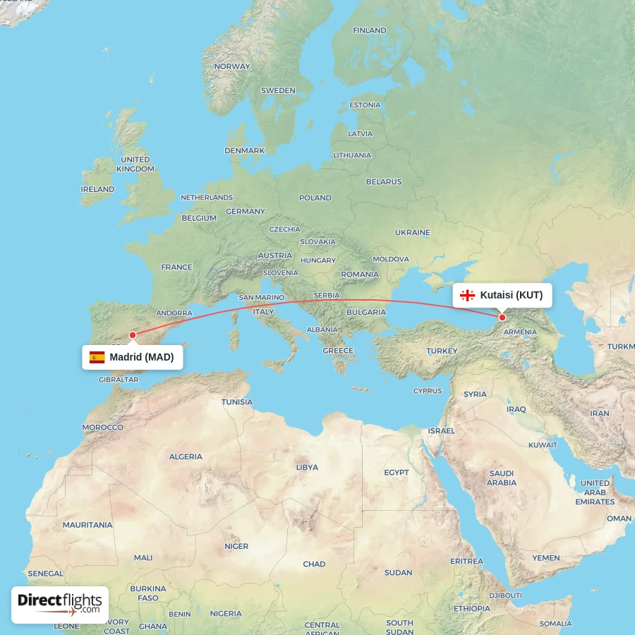 MAD - KUT route map
