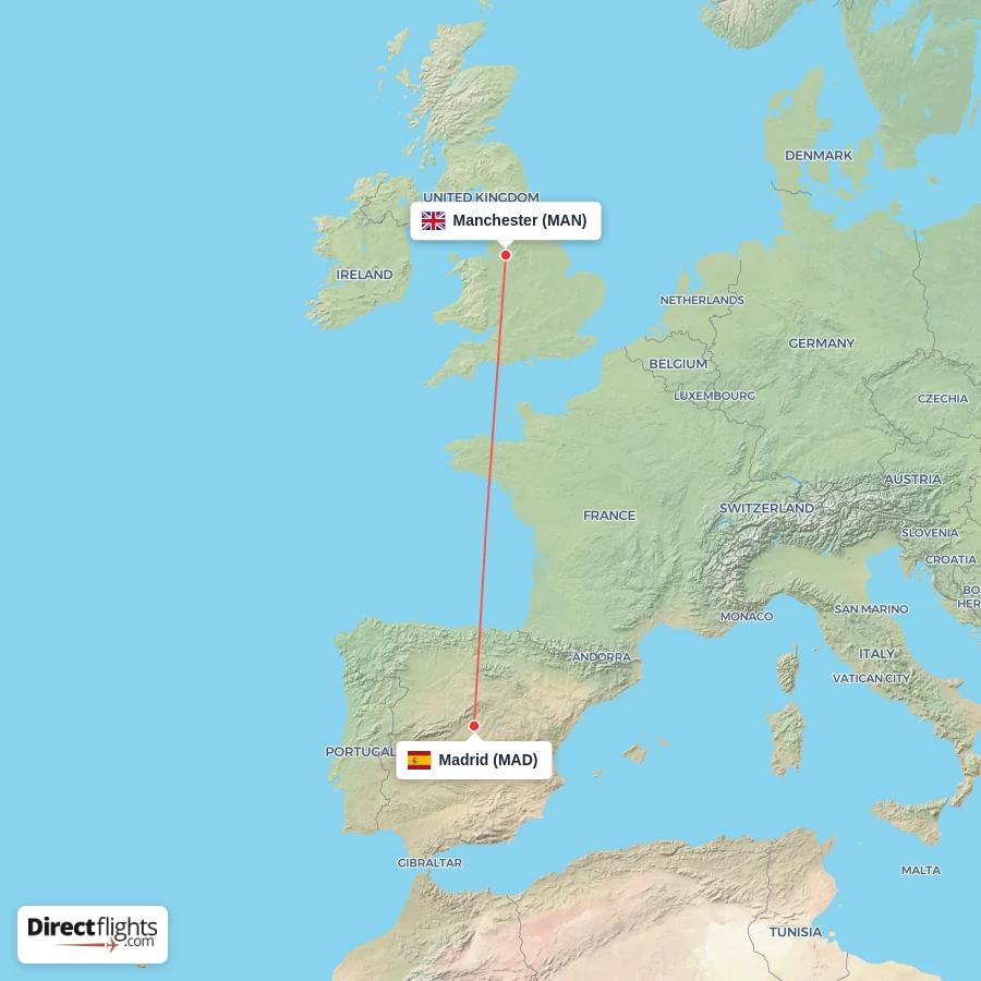 MAD - MAN route map