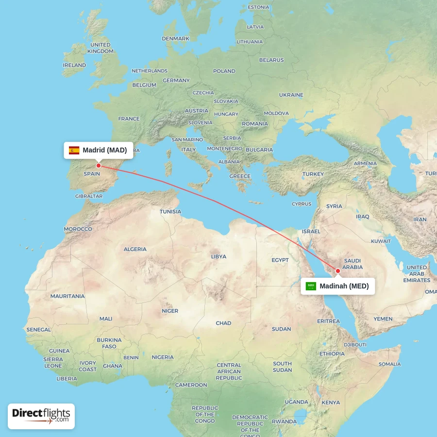 MAD - MED route map