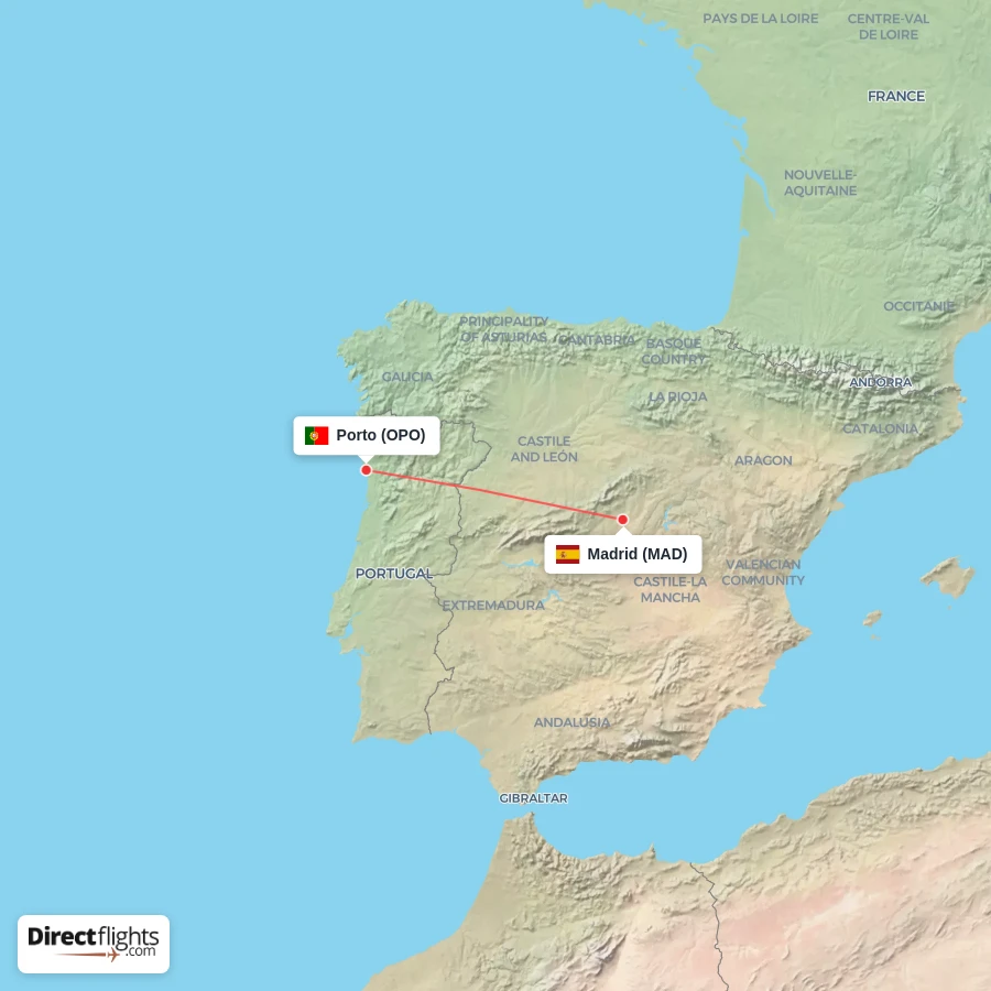 MAD - OPO route map