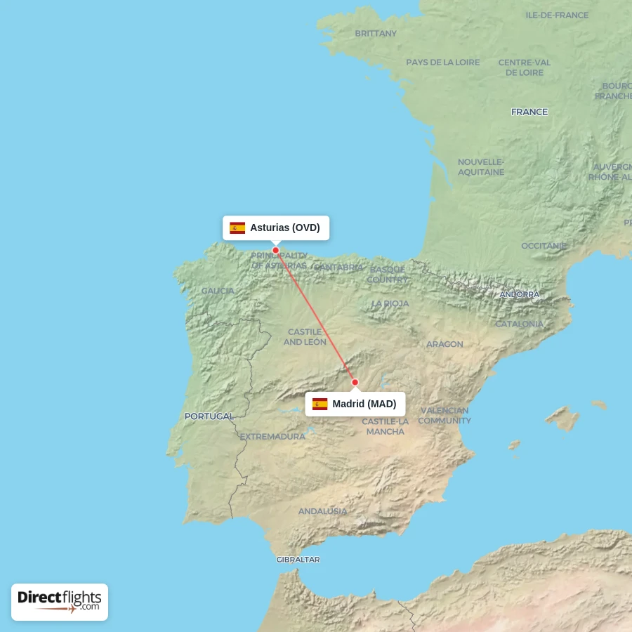 MAD - OVD route map
