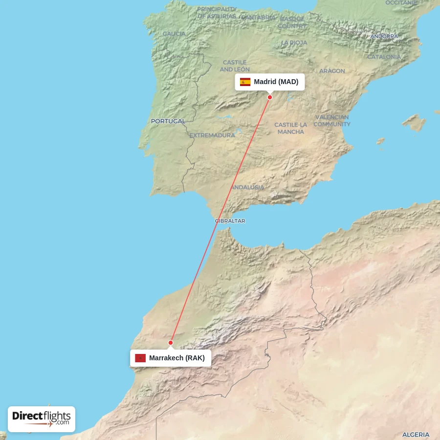 MAD - RAK route map