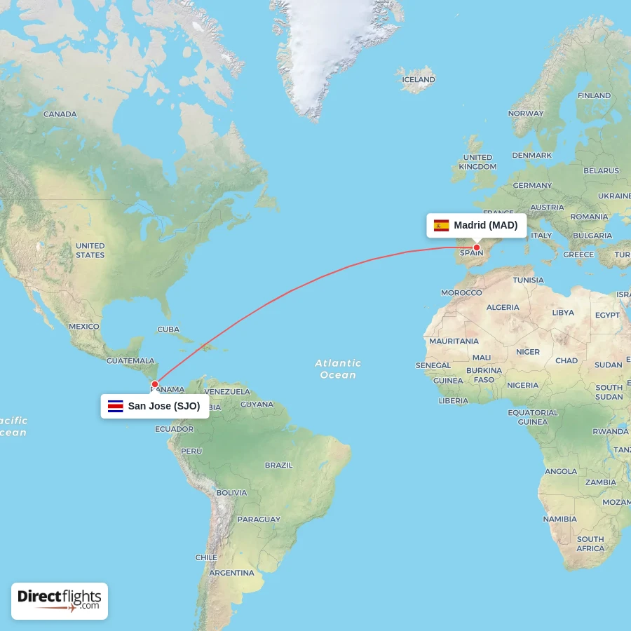 MAD - SJO route map
