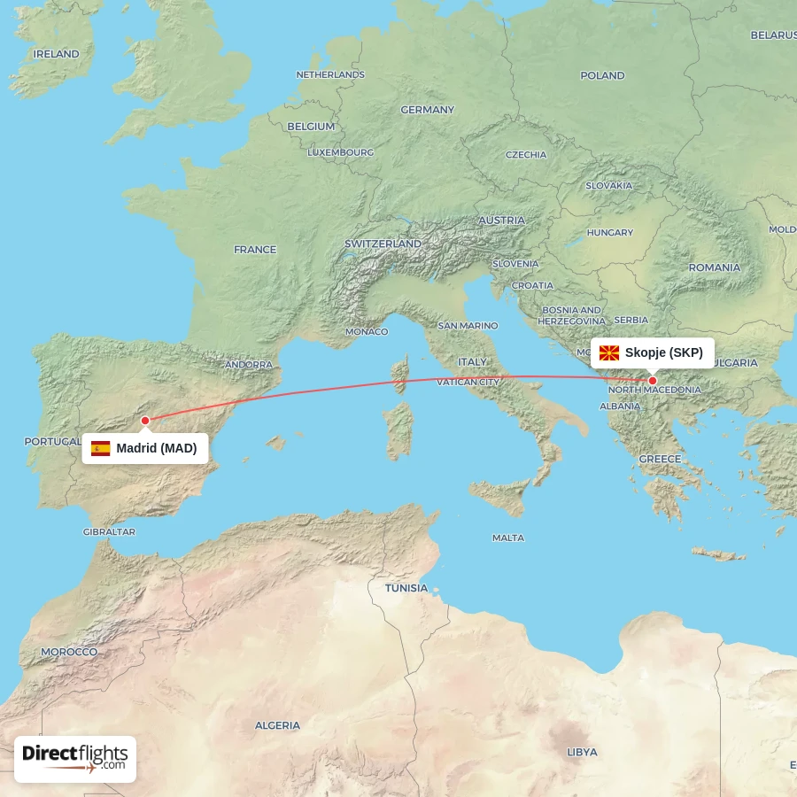 MAD - SKP route map