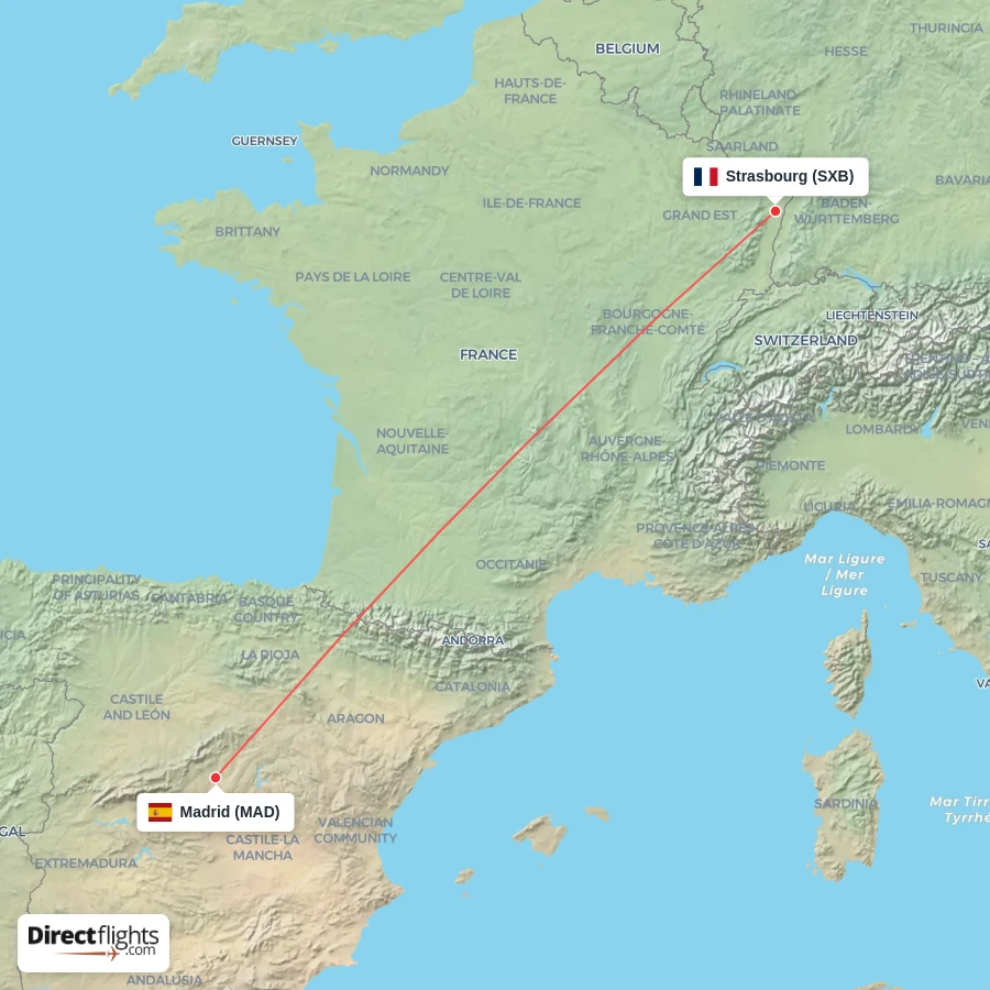 MAD - SXB route map