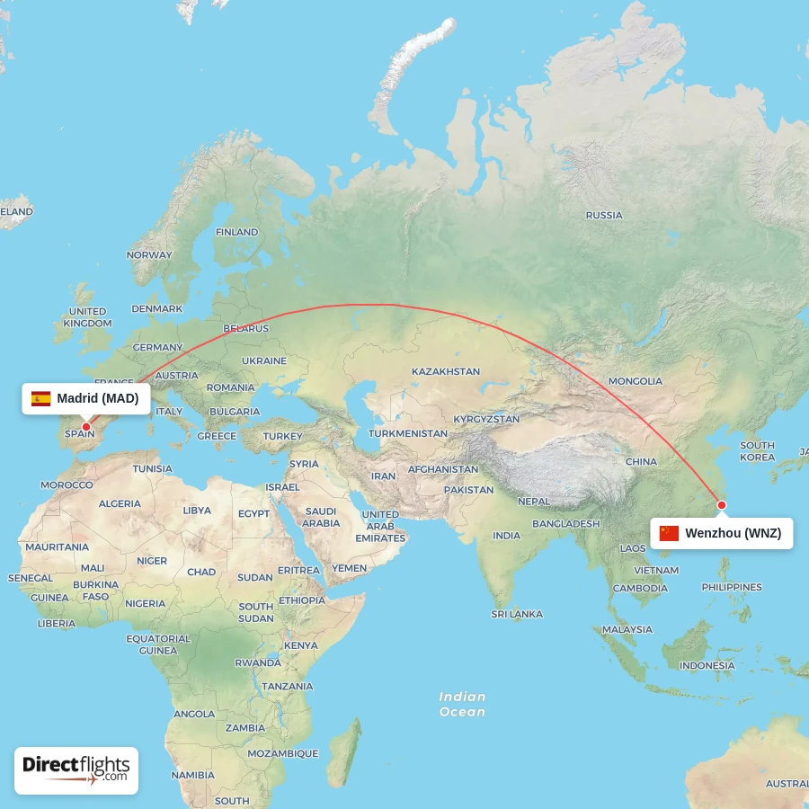 MAD - WNZ route map