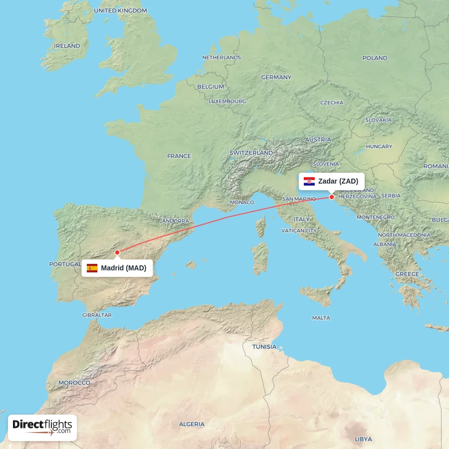 MAD - ZAD route map