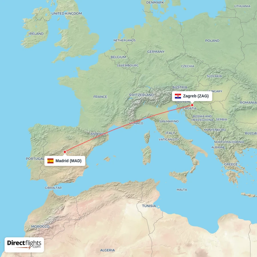 MAD - ZAG route map