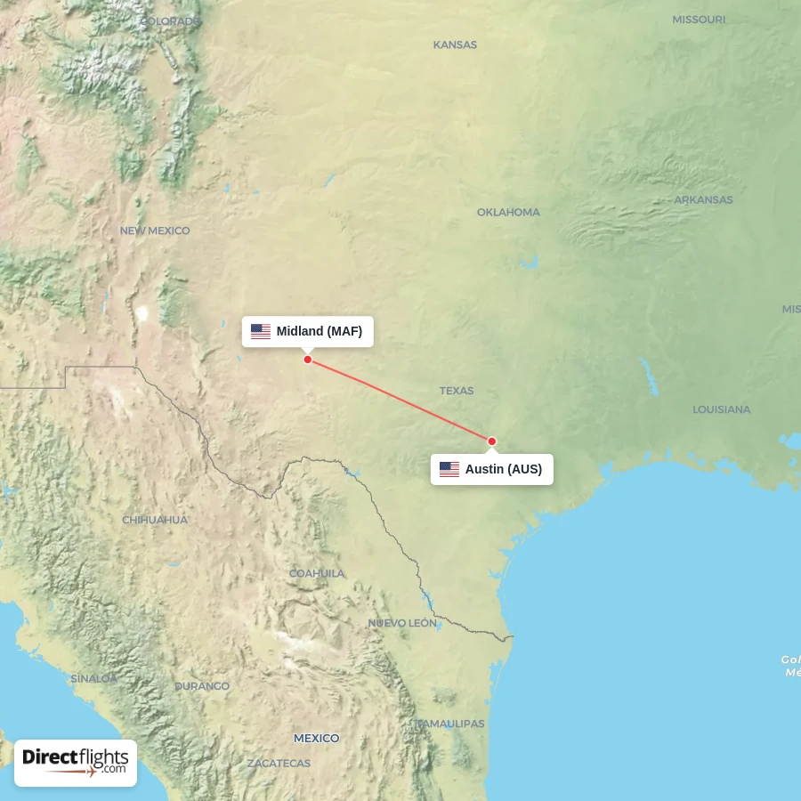MAF - AUS route map