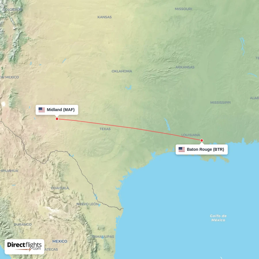 MAF - BTR route map