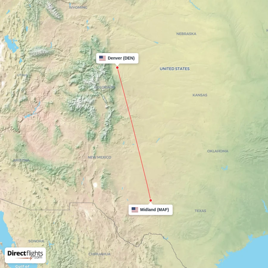 MAF - DEN route map
