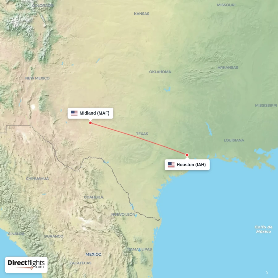 MAF - IAH route map