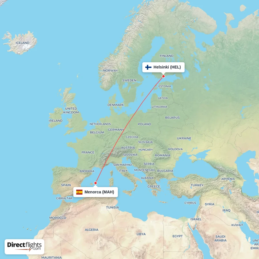 MAH - HEL route map