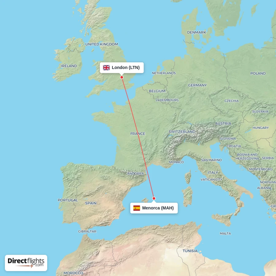MAH - LTN route map