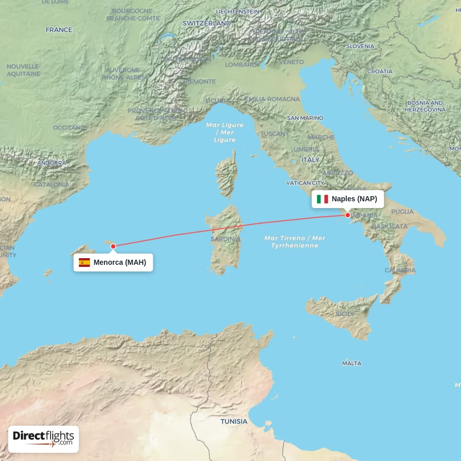 MAH - NAP route map