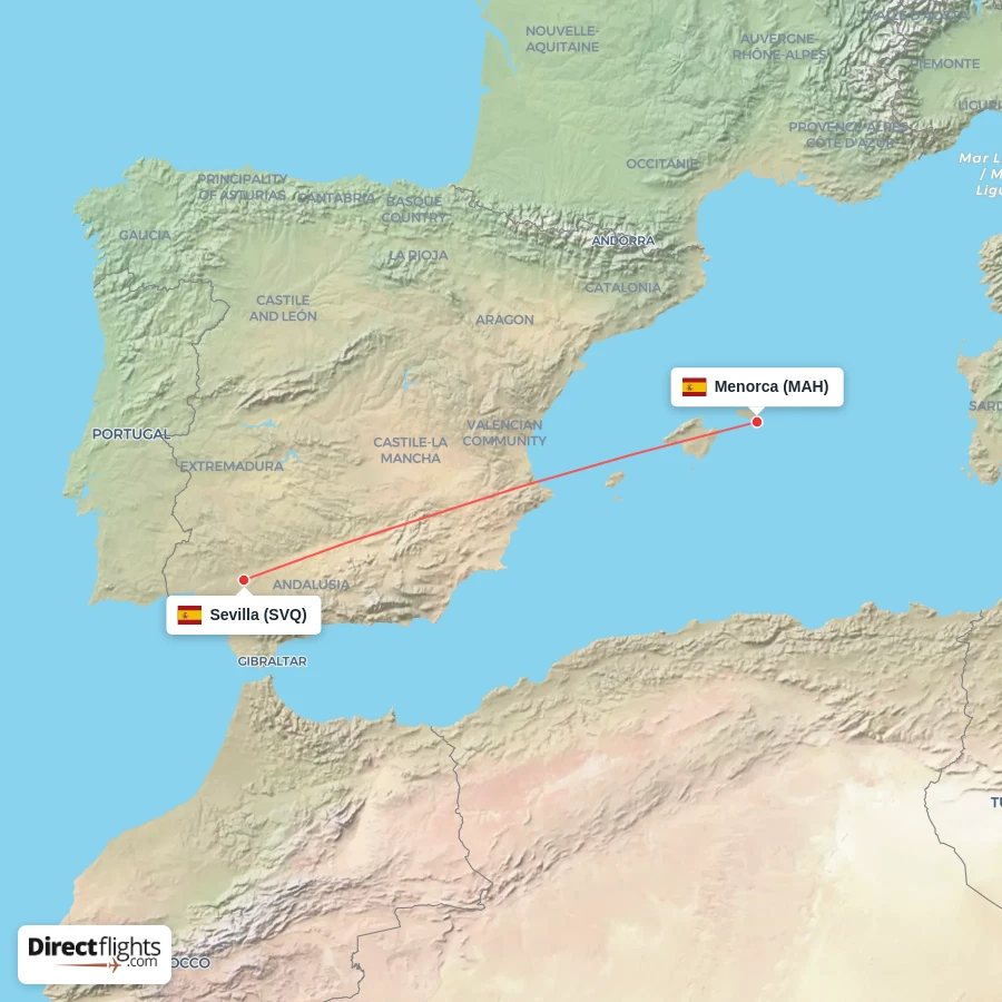 MAH - SVQ route map