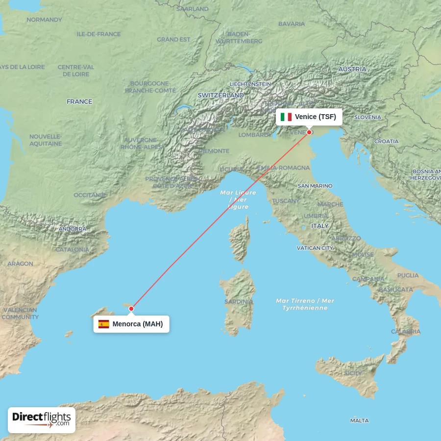 MAH - TSF route map