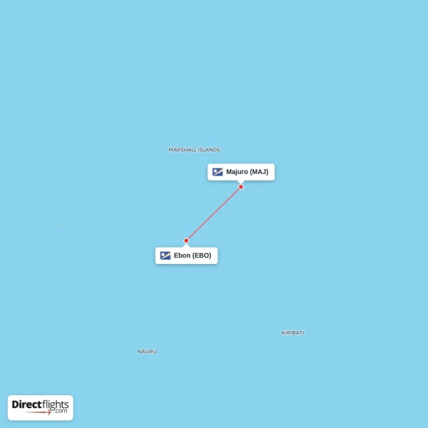 Majuro - Ebon direct flight map