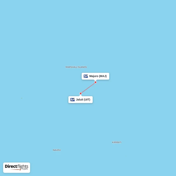 Majuro - Jaluit direct flight map