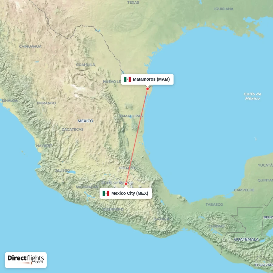 MAM - MEX route map