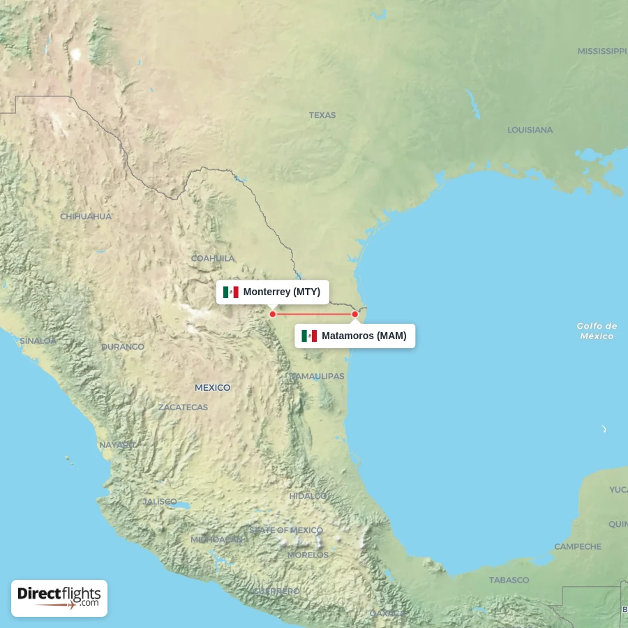 MAM - MTY route map