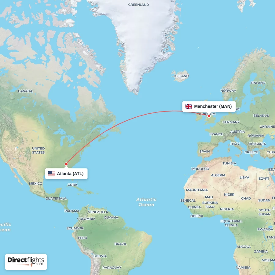 MAN - ATL route map